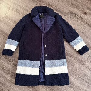 J. Crew Teddy Sherpa Topcoat in Navy Colorblock